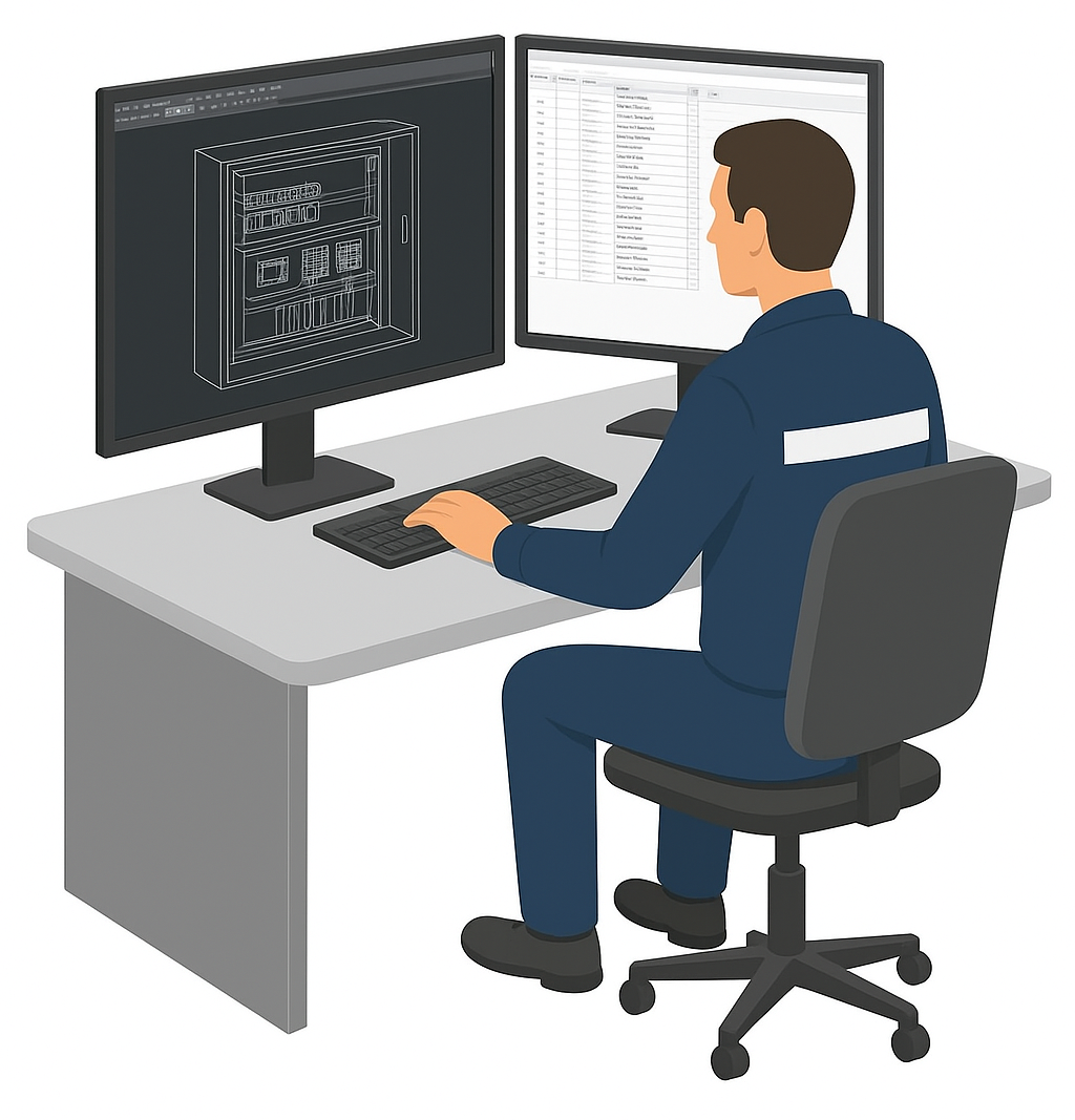 Engineer designing control panel