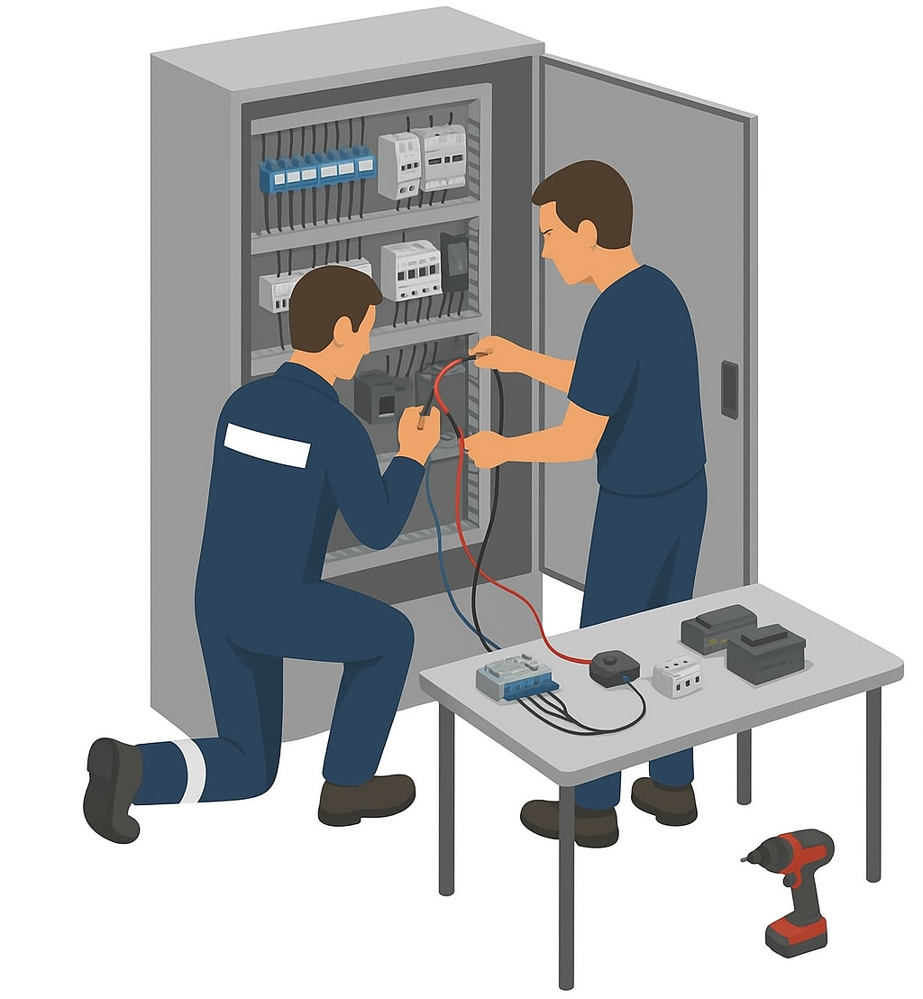 Technician wiring control panel