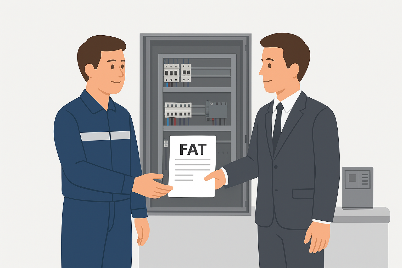 Engineer presenting FAT results